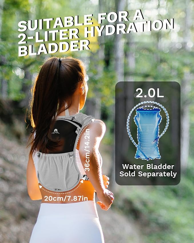 Running Vest for Women and Men, Hydration Running Backpack, Runners Vest, Hydration Vest, with Front Phone Holder, Adjustable Chest and Waist Strap