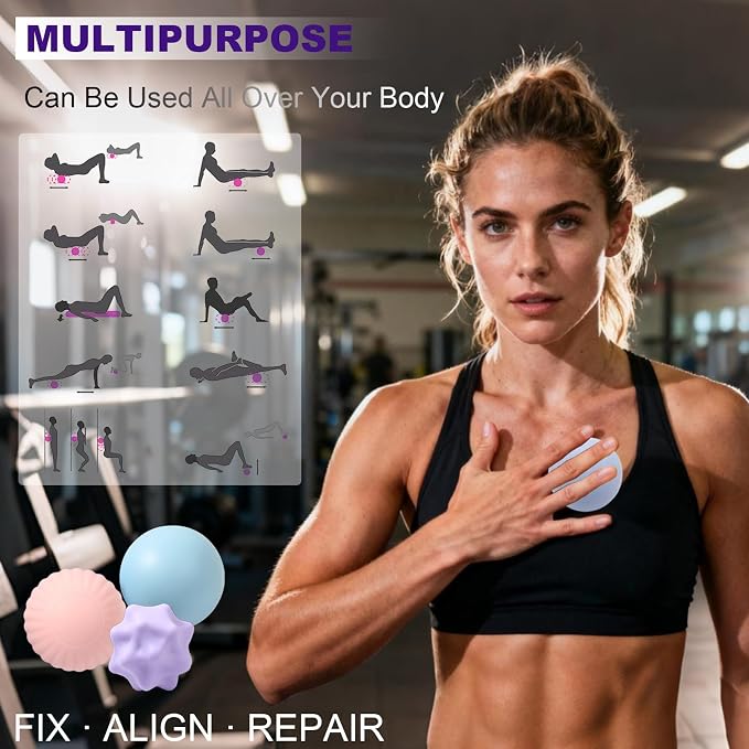 HODEMI Massage Ball Set, 3 Pack Lacrosse Ball, Textured Massage Ball & Trigger Point Ball for Deep Tissue Muscle Massage and Myofascial Release for Back, Neck, Shoulder, Leg and Foot with Mesh Bag