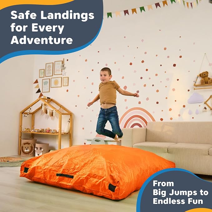 SaferBounce Crash Pad for Kids Sensory | Big 5Ft x 5Ft, 3Ft x 4Ft Or 3Ft x 3Ft | Autism Sensory Crash Mat for Jumping Play | Crashpad | Soft Foam Landing Pad | Giant Mat Pillow | Climbing, Gymnastics