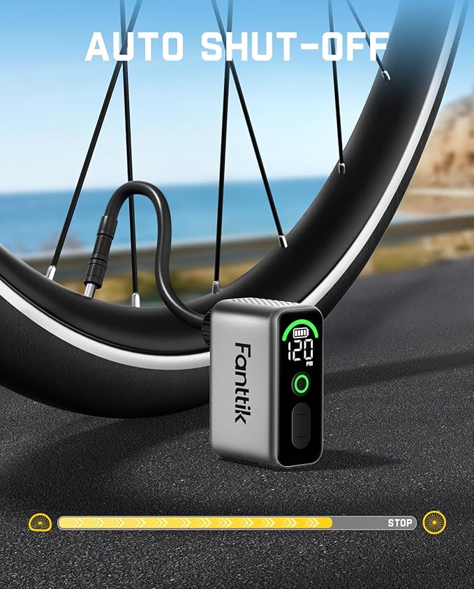 Fanttik X10 Ace Tiny Mini Electric Bike Pump, 120 PSI Compact Bike Pump Electric with Presta and Schrader Valve, Fast Inflate Tiny Bike Pump Portable for Road Bike(4.58oz)