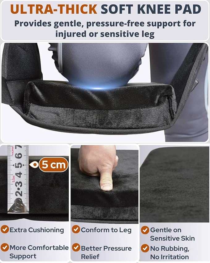 Walker Knee Sling, Adjustable Knee Rest with Padding for Surgery Recovery, Alternative to Crutches & Knee Scooters for Non Weight Bearing, Walker Accessories for Ankle/Foot Injuries
