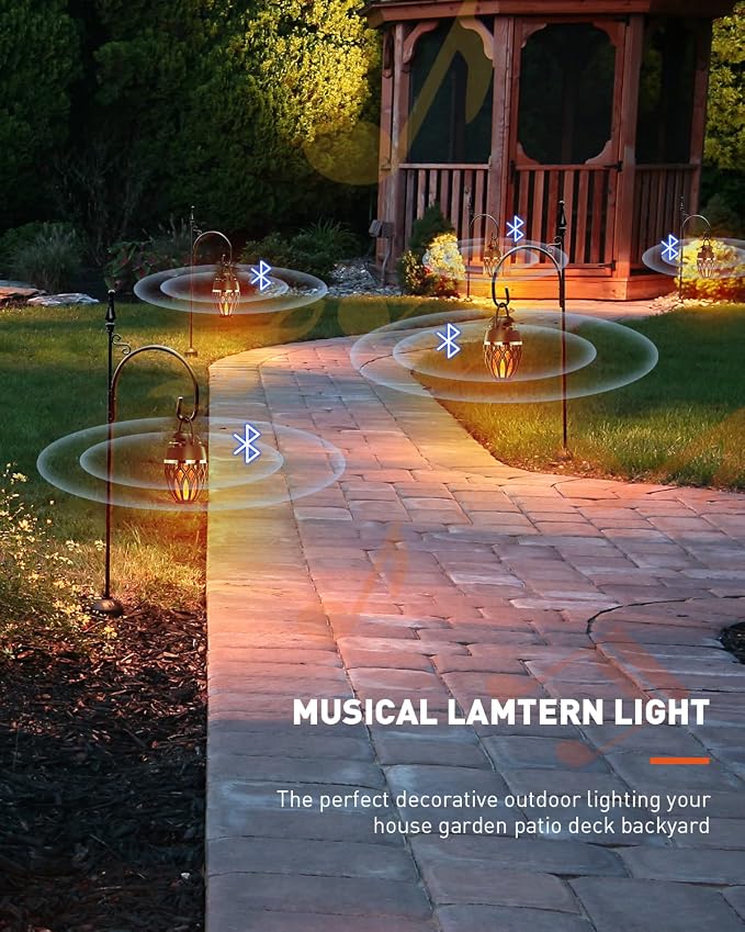 MOFOKEAY 2 Pack Outdoor Bluetooth Speakers,Wireless Speakers with LED Flame Flickers,IP5X Waterproof Torch Lights Lantern Speakers for Patio Yard Pool Party,Gifts for Men/Women