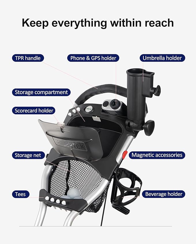 Caddytek Golf CaddyLite EZ Fold V8 3-Wheel Push Cart