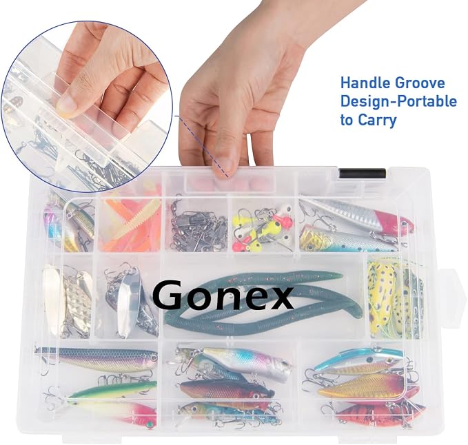 Gonex 3600 3700 Fishing Tackle Trays Lure Box with Adjustable Dividers | Clear PP Material, Adjustable Compartments, Fits Standard Tackle Box , For Fishing Lures Hooks Beads Accessories Storage