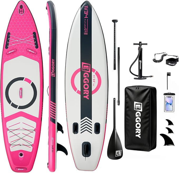 Inflatable Paddle Board,Stand Up Paddle Board Set, Extra Wide SUP Board with Removable Fin, Floating Paddle, Hand Pump, Waterproof Phone Pouch,Traveling Board
