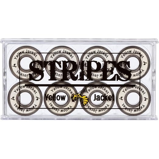 Yellow Jacket Premium Skateboard Bearings, Pro Longboard Bearings, 608, ABEC 9, White Lightning (Pack of 8)