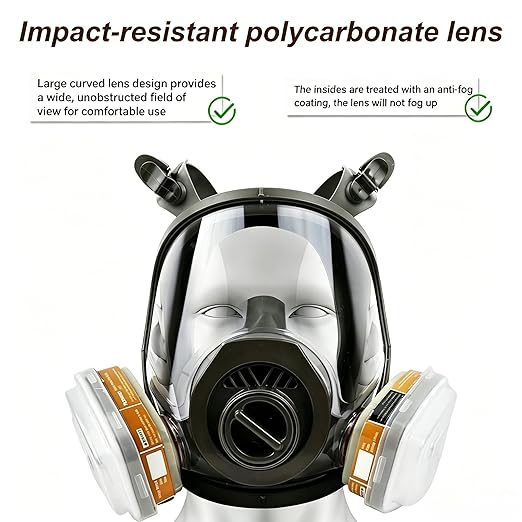 Reusable Full Face Shield Mask, Anti-Fog Clear Lens & Soft Silicone Seal, for Home DIY, Painting, Woodworking, Gardening & Renovation