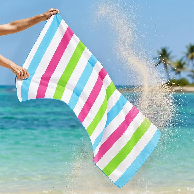 Exclusivo Mezcla 4 Pack Microfiber Quick Dry Beach Towels, Oversized Lightweight Sandfree Pool Towels for Swimming Camping Travel with Bagn (Mixed Color, 35x70 Inches)