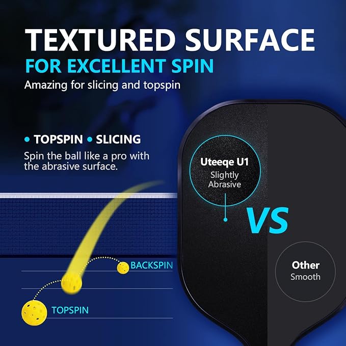2026 Upgraded Uteeqe Pickleball Paddles Set of 2, Graphite, 14mm Thermoformed One-Mold, Semi-Textured for Extra Grit & Spin, Lightweight, USAPA Approved, Non-Slip, 4.25Inch Grip with Carry Bag & Balls