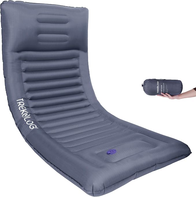 TREKOLOGY Sleeping Pad for Camping - Infaltable Mat – 73.2"x 29.9" Premium with Built‑in Pump, Neck‑Support Pillow, Thick 4.9" Height – Ultralight Sleep Pad for Tent, Backpacking & Travel