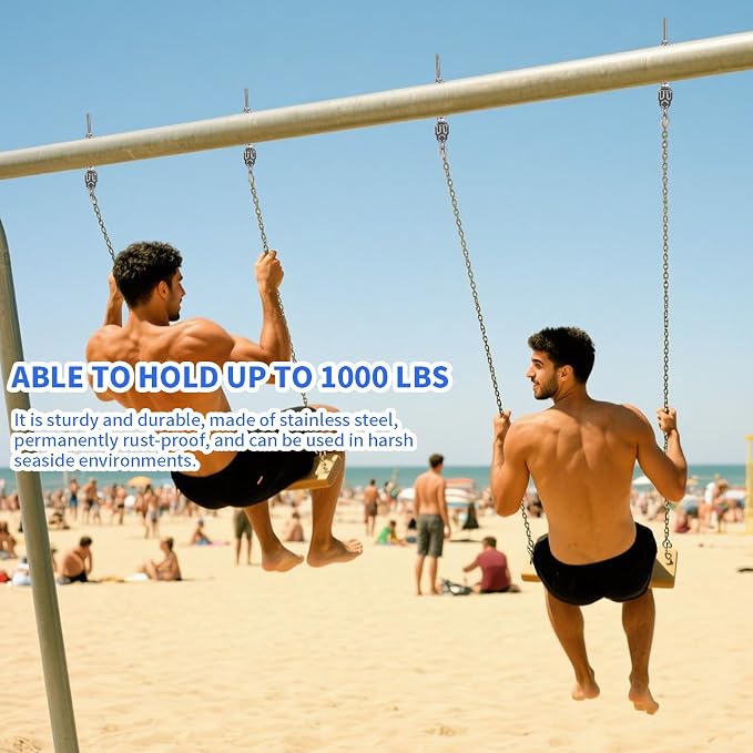 2 Heavy Duty Swing Hangers 360° Bearing Stainless Steel Swing Hooks 1000LBS Capacity Playground Sandbag Hammock Chair Porch Swing