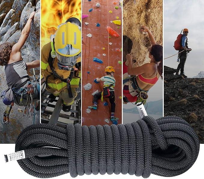 X XBEN Outdoor Climbing Rope 10M(32ft) 20M(64ft) 30M(96ft) 50M(160ft) 70M(230ft) 152M(500FT) 352M(1000FT) Static Rock Climbing Rope for Escape Rope Ice Climbing Equipment Fire Rescue Parachute