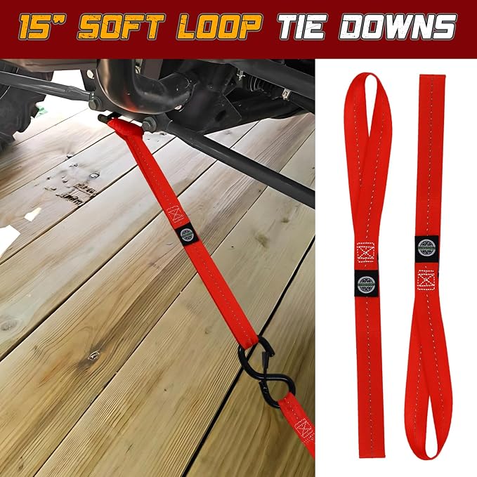 STARLEAPARTS Retractable Ratchet Straps(2PK 1.0INX12FT) - 1,500lb Break Strength, Ratchet Strap Heavy Duty with Rubber Coated Handle, Perfect Auto Ratchet Straps for Motorcycle, Kayak and Trucks