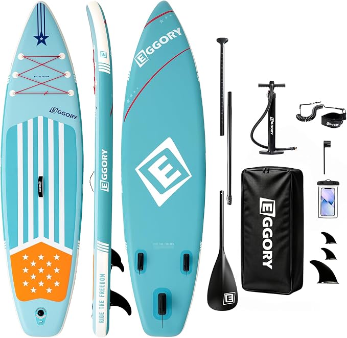 Inflatable Paddle Board,Stand Up Paddle Board Set, Extra Wide SUP Board with Removable Fin, Floating Paddle, Hand Pump, Waterproof Phone Pouch,Traveling Board