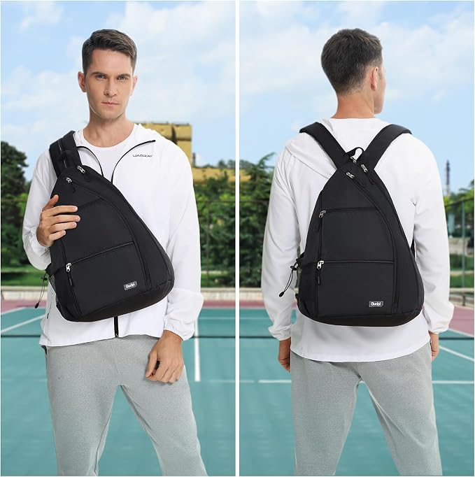 Sucipi Pickleball Bag - Men's & Women's Pickleball Backpack, Adjustable Sling Bag w/Fence Hook/Large Capacity/Safety Pocket