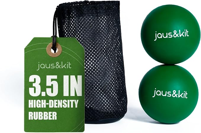 J&K 3.5 in Massage Ball for Back Pain – 2 Large Therapy Massage Balls – Trigger Point Relief and Myofascial Release – Rubber Ball for Physical Therapy
