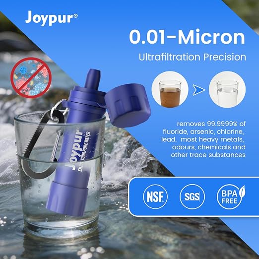 Water Filter Straw, Portable Personal Water Filtration System, Emergency Survival Water Purifier for Camping, Hiking, Backpacking, Travel, Family Outdoor Activities and Emergency Preparedness