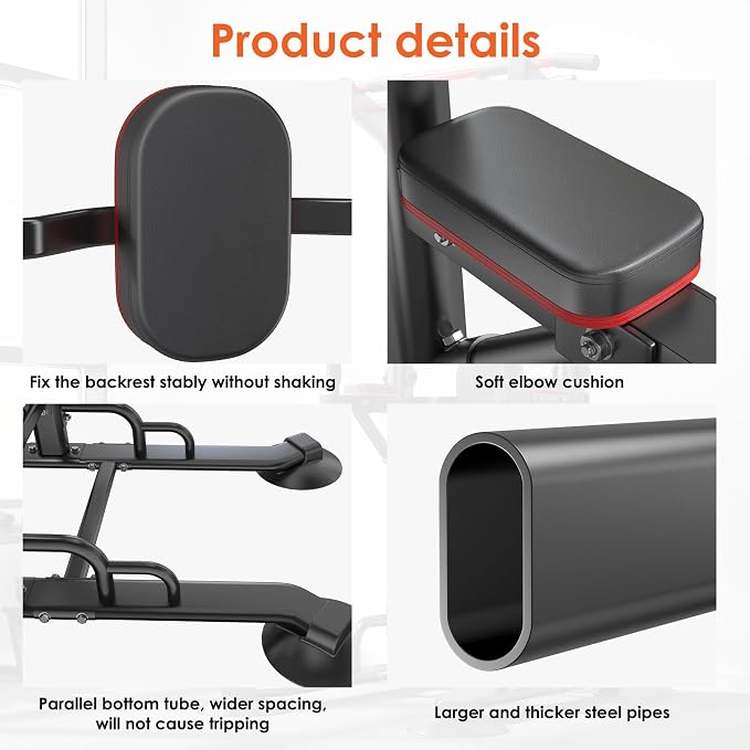 SogesPower Pull Up Bar Station Power Tower,12-Level Adjustable Multi-Function Pull Up Dip Station for Home Gym, Pull Up Bar Stand Dip Bar Strength Training Fitness Equipment