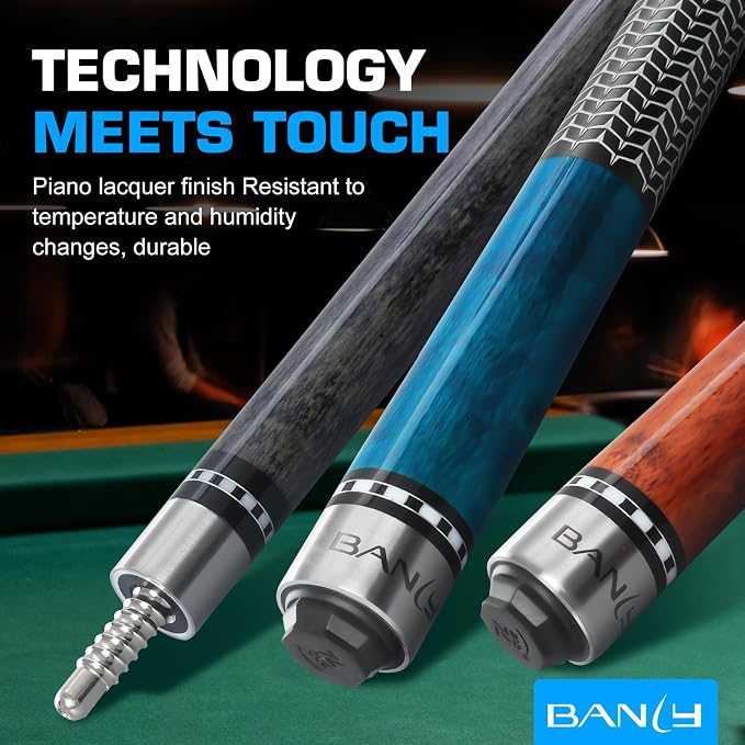 Banly Pool Cue Stick - 58" Canadian Maple Pool Cue 12.5mm Low Deflection Pool Stick Piano Lacquer Finish Professional Cue Stick