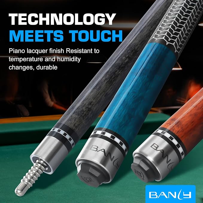Banly Pool Cue Stick - 58" Canadian Maple Pool Cue 12.5mm Low Deflection Pool Stick Piano Lacquer Finish Professional Cue Stick