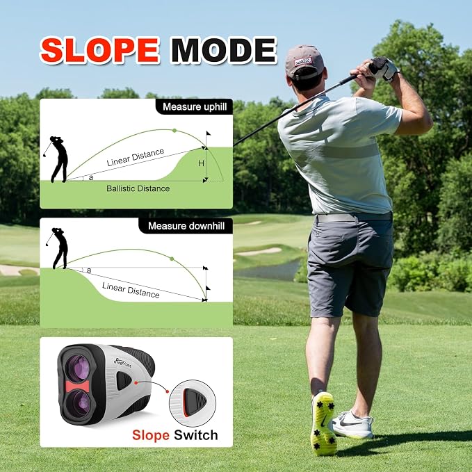 Golf Rangefinder with Slope & Magnet, 1000Y/1300Y Range Finder Golf, 6X Zoom, HD LCD, Flag Lock & Vibration, Rechargeable, Golf Accessories for Men