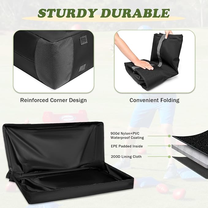 Cornhole Carrying Case Fits 4' x 2' Regulation Size Board, Heavy-Duty 900D Cornhole Boards Bag with Front Pockets and Padded Shoulder Strap for Cornhole Outdoor Games, Only Bag