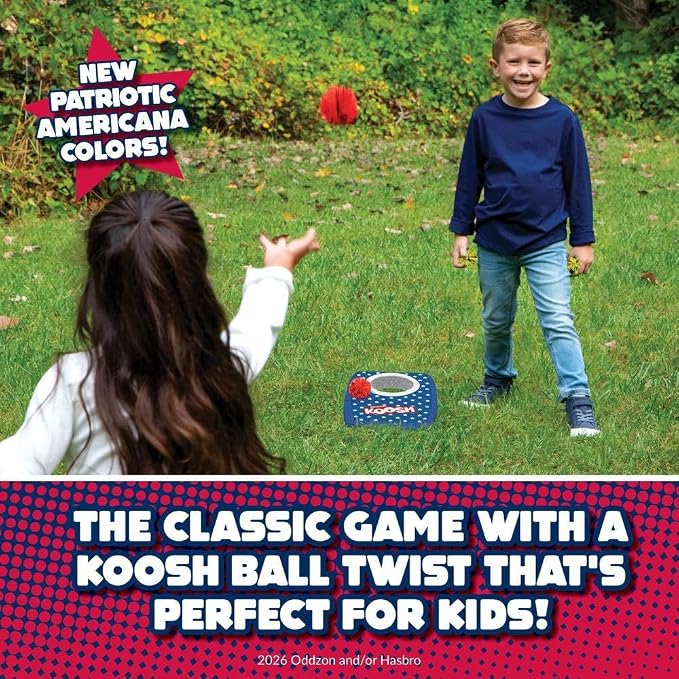 Koosh Kornhole 4th of July - Cornhole Set for Kids - Outdoor Toys for Boys and Girls - Perfect for Beginners - Preschool Toys, Easy Storage, 1 Kornhole Board, 6 Koosh Balls Included, Ages 5+