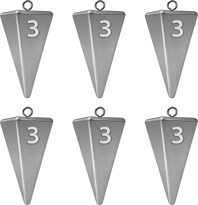 Pyramid Sinkers Fishing Weights, Saltwater Fishing Sinkers for Surf Fishing Gear Tackle - 1oz, 2oz, 3oz