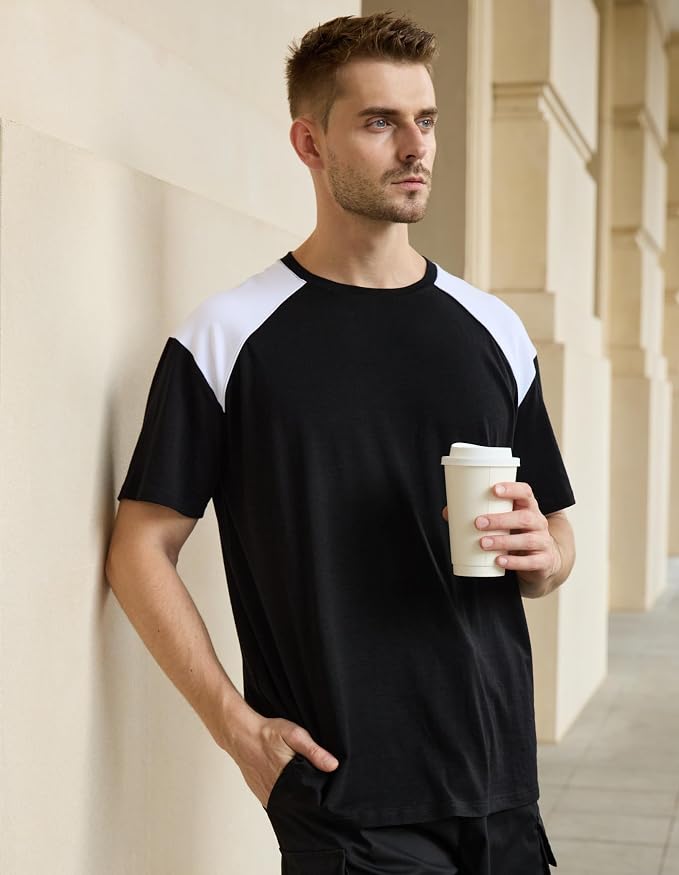 Merino Wool Crewneck T Shirts for Men for Athletic Running Workout, Lightweight Mens Moisture Wicking Shirts