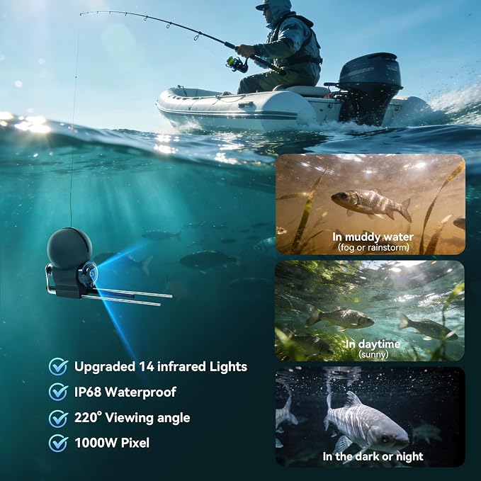 Underwater Fishing Camera Upgraded 5" Camera for Fishing with Infrared Night Vision,1080P HD Monitor,100ft Cable,Ice Fishing Accessory with Carrying Case for Ice,River,Lake,Boat,Kayak,Fishing Farming
