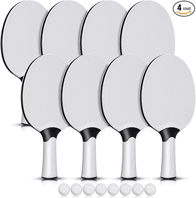 Junkin 8 Pieces Table Tennis Paddles Kit Professional Rackets Set Portable Composite Rubber Table Tennis Racquets with 8 Balls for Indoor and Outdoor