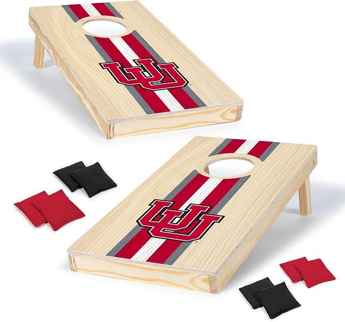 Wild Sports College Portable Size 1' x 2' Solid Wood Cornhole Set with Direct Print HD Team Graphics – Travel Size