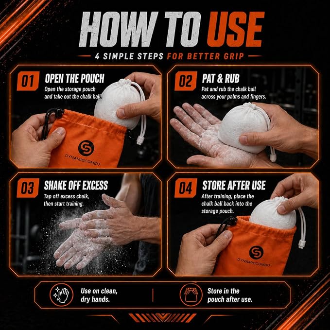 Chalk Ball | Refillable Chalk Sock for Climbing, Gymnastics & Gym Workouts | Storage Pouch Included