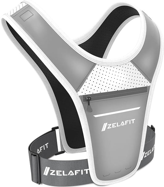 ZelaFit™ Running Vest for Women & Men Running Phone Holder – Perfect for Running Gear, Running Accessories, Running Essentials - Lightweight Chest Rig Phone Holder for Running (Silver)