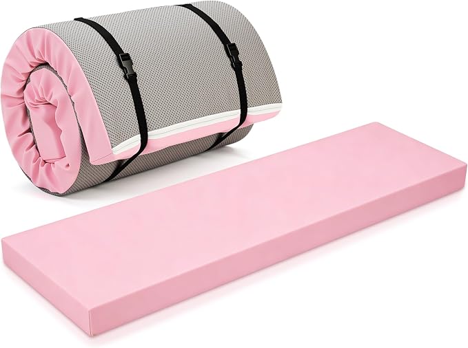 Lyrow 3 Inch 72"x 24" Thick Foldable Yoga Mat with Carry Strap, Non-slip Portable Foam Gym Mat for Yoga, Pilates and Stretching