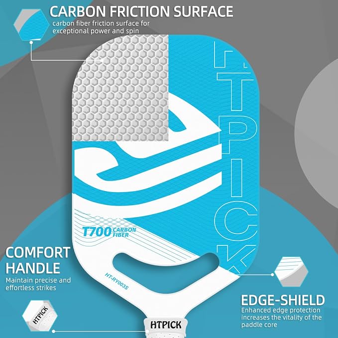 Pickleball Paddles | T700 Carbon Fiber Pickleball Paddle with Aero Throat | Hot-Press Moulding | 16mm Polymer Core | Specifically Engineered for Swing Speed and Manoeuvrability