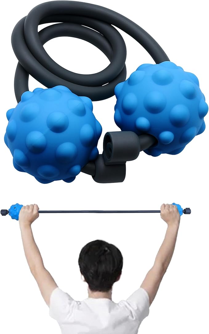 Adjustable Back Massage Peaunt Balls with Stretchable TPE Elastic Tube for Chair, 32"–64", Peanut Massage Roller for Deep Tissue Relief, Trigger Point Massager for Neck, Back & Shoulders
