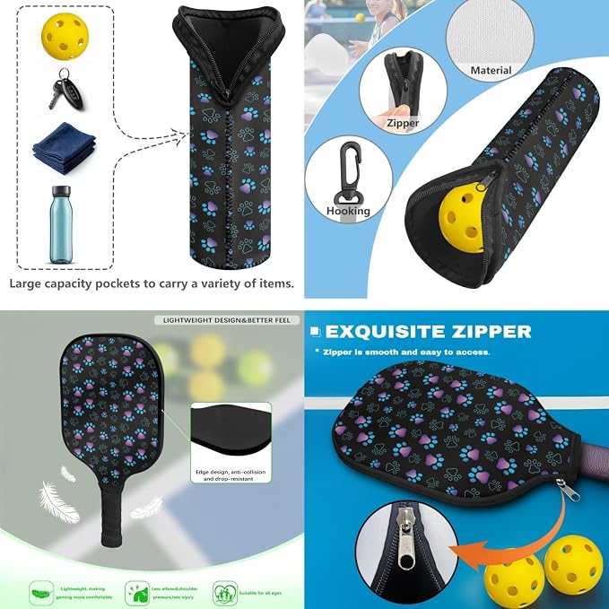 Pickleball Paddles Set 3PCS Pickleball Paddle Case Pickleball Racket Pickleball Bag Ideal for Beginners Gifts