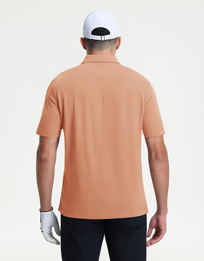 M MAELREG Mens Golf Shirts Short Sleeve Lightweight Soft Cotton Blend with Pocket Summer Casual Daily Wear