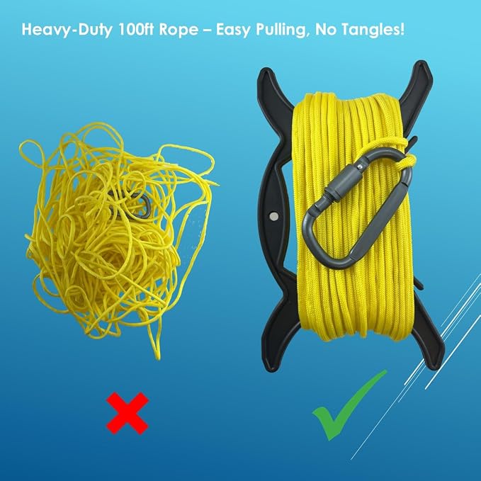 Stainless Collapsible Crab Net with 100ft Rope, Bait Bag, Clip & Ruler – 6 Pieces Portable Crab Trap for Easy Storage – Durable Grid Design for Dock & Pier Crabbing