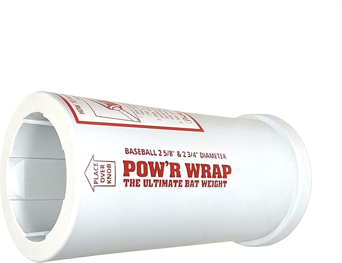 Pow’r Wrap Bat Weight for Baseball, 24-Ounce White Polycarbonate Baseball Bat Weight Sleeve for Big Barrel, BBCOR, Adult, and Wood Bats
