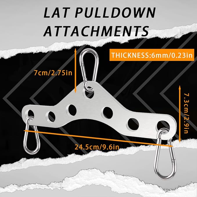 J Bryant Stainless Steel Double to Single Pulley Adaptor Plate for Cable Machine – Fitness Dual Pulley Connector with 3 Carabiners for LAT Pulldown, Triceps Pushdown, and T Bar Row Accessories