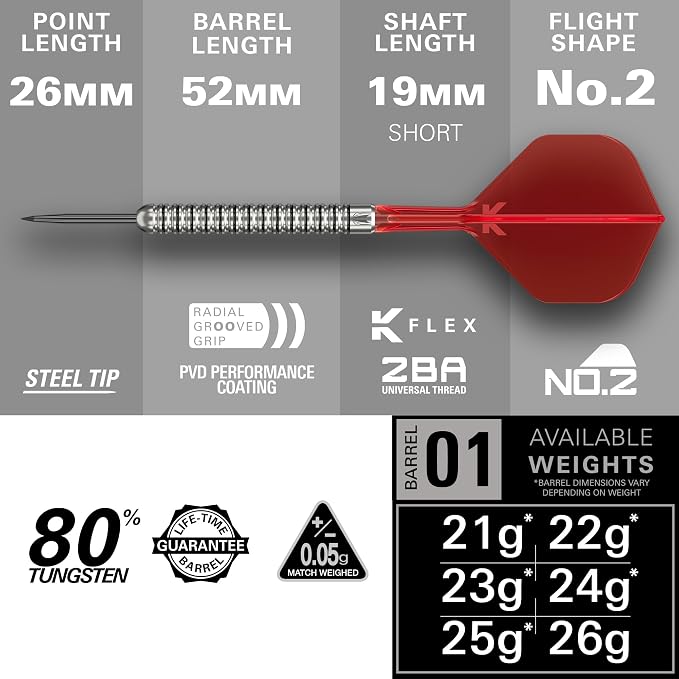 Target Darts Artemis Tungsten Steel Tip Dart Set, 21G/22G/23G/24G/25G/26G | Artemis Original | Artemis K-Flex Integrated Flight & Shaft | Professional Accessories Dart Kit, Dart Wallet Included