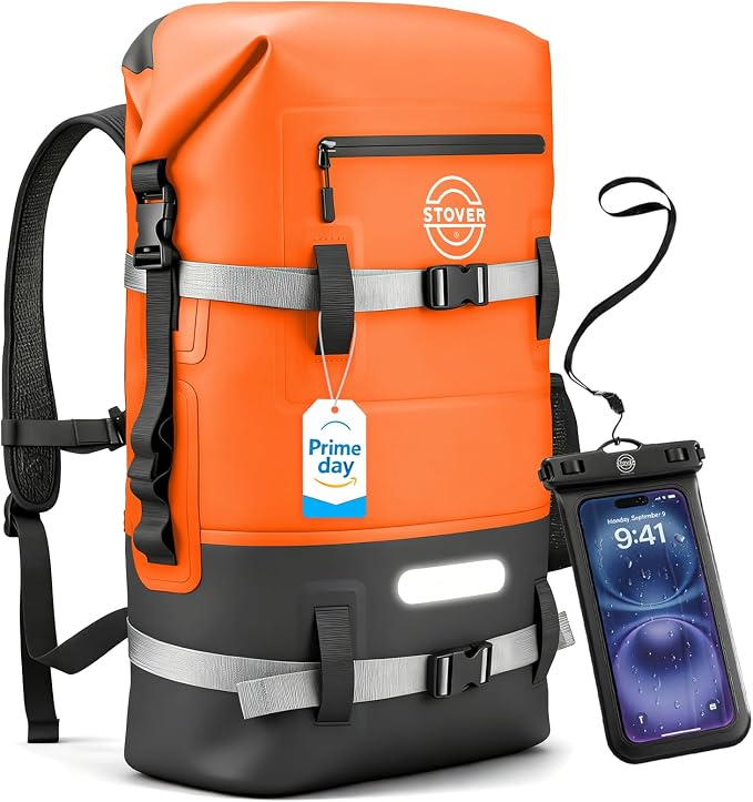 STOVER 5/10/25/30/40/55L Waterproof Dry Bag- Roll-Top Backpack w/Phone Case- Kayaking, Hiking, Camping, Boating- Men/Women