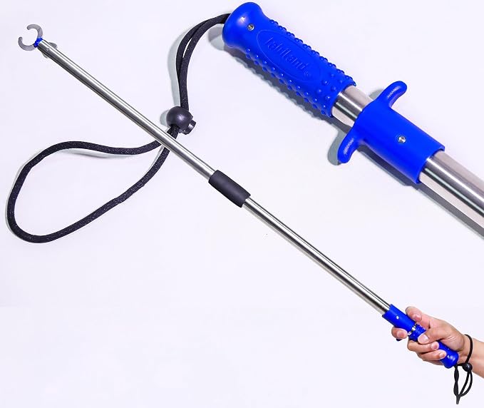 Heavy-Duty Fish Gripper – Extra-Long Stainless Steel Grabber with Non-Slip Handle, Wrist Lanyard & Storage Bag for Secure Fish Handling in Freshwater & Saltwater