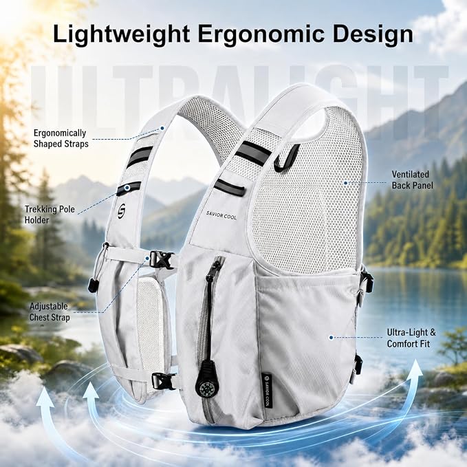 Cooling Vest for Men Women, Hydration Vest for Running Hiking | 2L Water Bladder，3 Cold Source