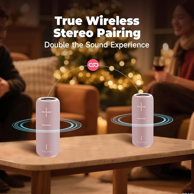 TAZATA Bluetooth Speaker,30W Portable Wireless Speaker with TWS,IPX7 Waterproof, 8H Playtime, LED Lights,for Pool/Beach/Shower, Birthday Gift, Valentines Day Gifts