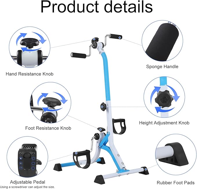 Pedal Exercise Bike for Seniors - Adjustable Resistance Arm Bike, Lightweight Home Exercise Equipment for Seniors' Hands, Arms, Legs & Knees,Arm Bike for Physical Therapy