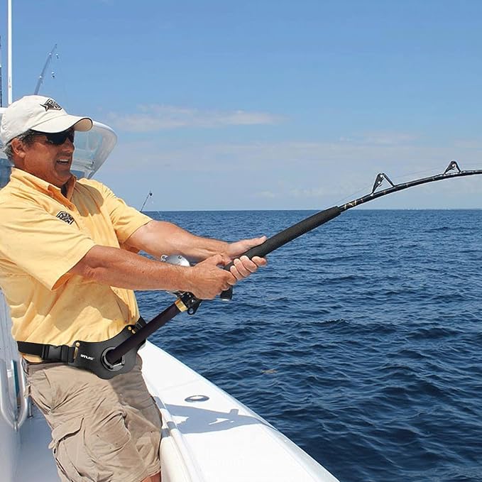 SANLIKE Fishing Belt Fight Belt Adjustable Aluminum Waist Fighting Belt Rod Holder Stand-up Fishing Belt
