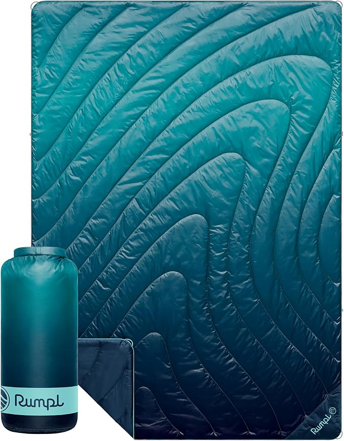 Rumpl Original Puffy 1-Person Blanket for Camping and Outdoors, Ocean Fade